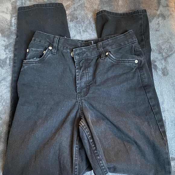 Mid/High Waisted Straight Leg Black Denim Jeans - Picture 1 of 3